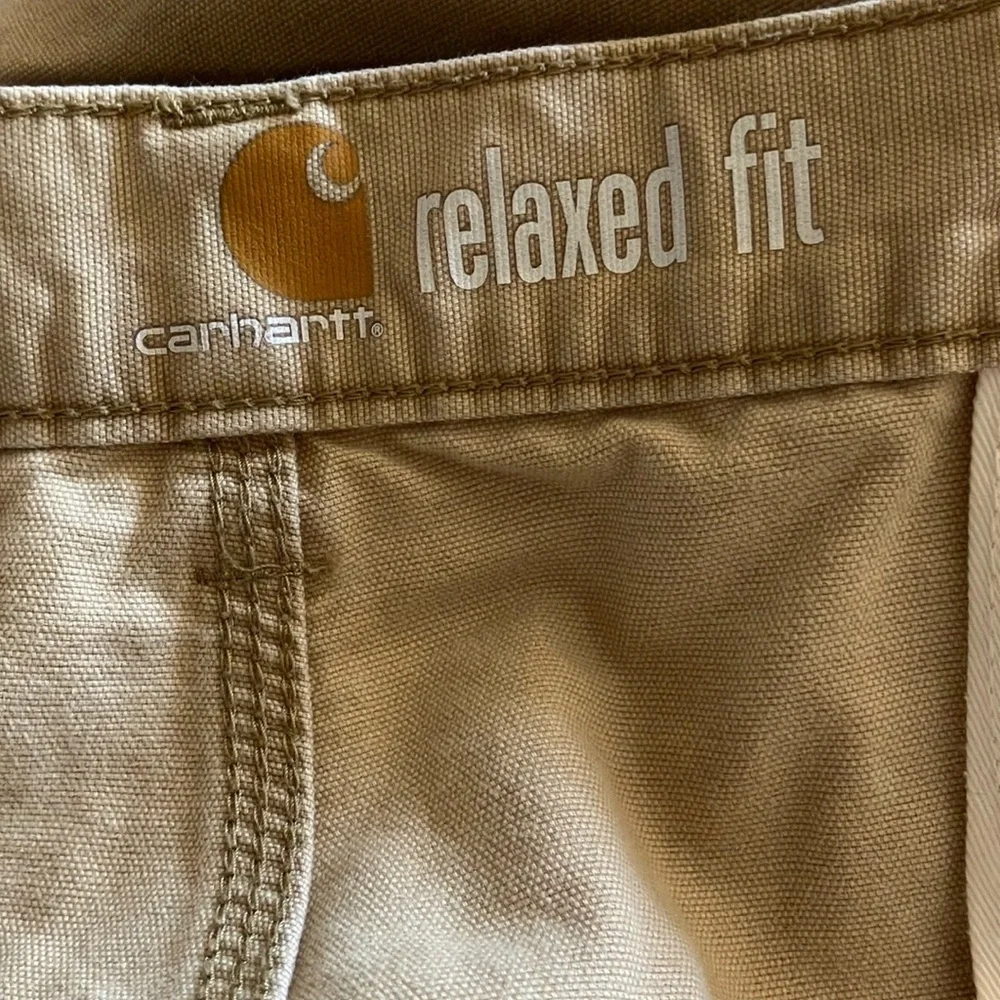 Carhartt Khaki Cargo Workwear Utility Casual Snap Pockets Zip Pants Mens 44 X 30